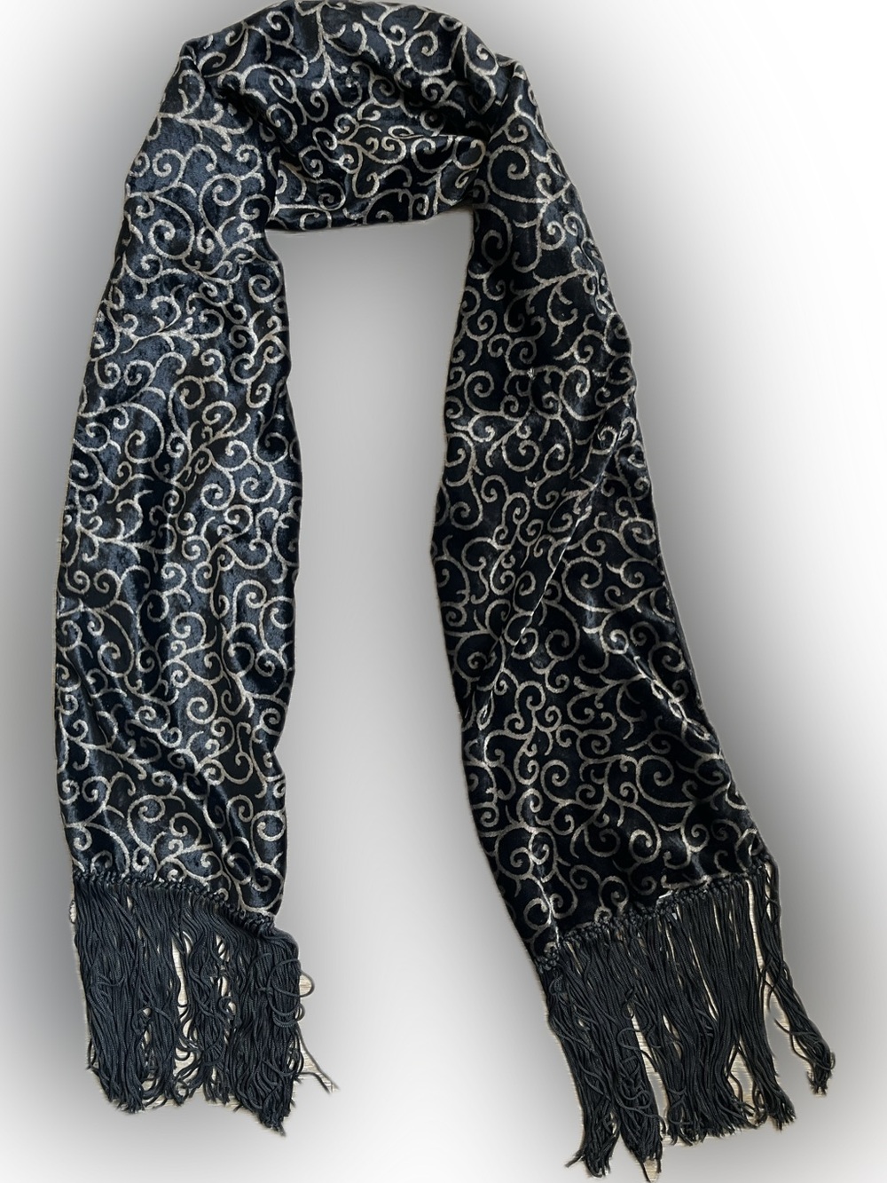 Vintage Black Velvet Scarf